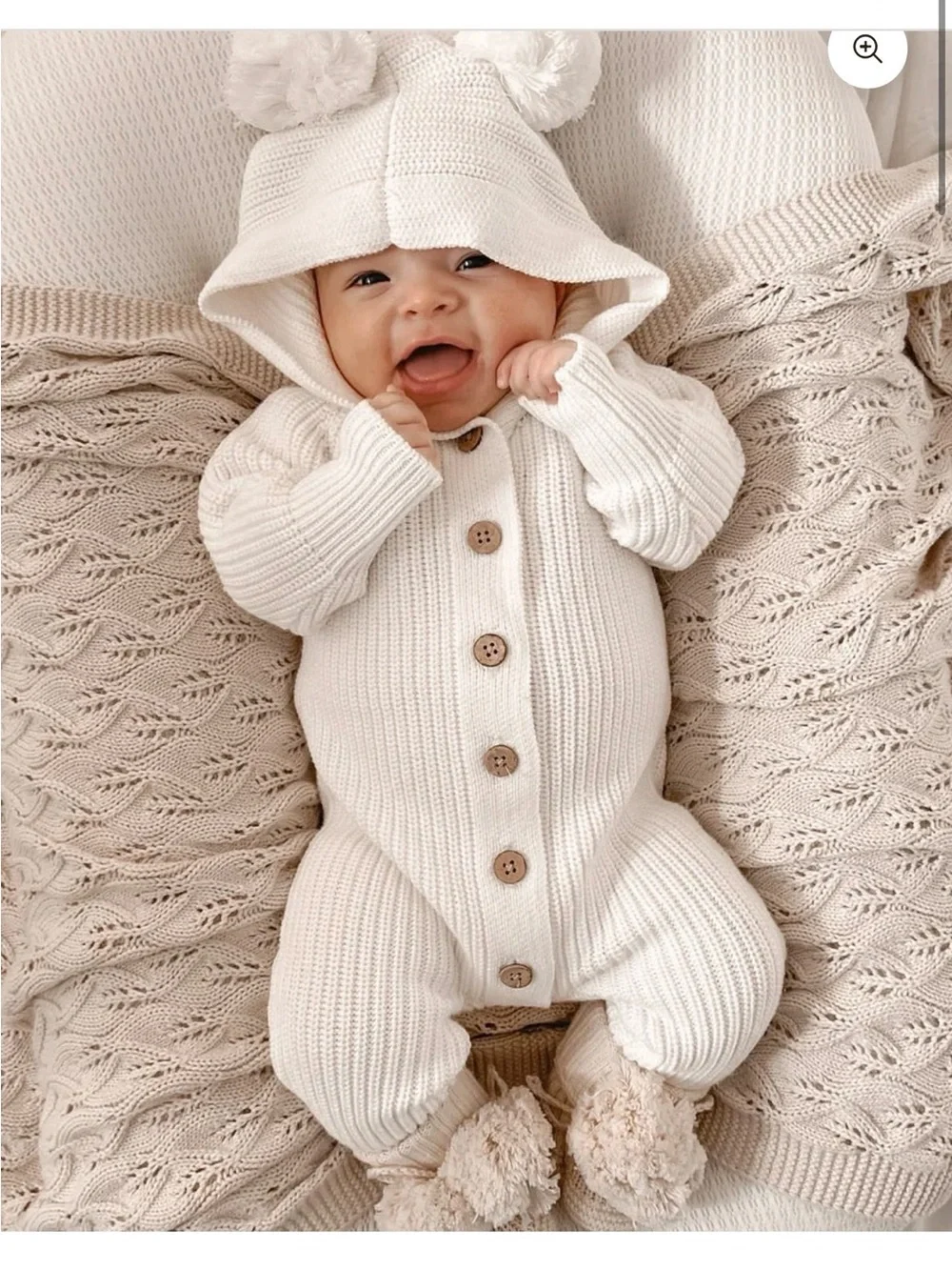 Little B’s knotted cotton classic hoodie in Milk color ( white/cream) Newborn